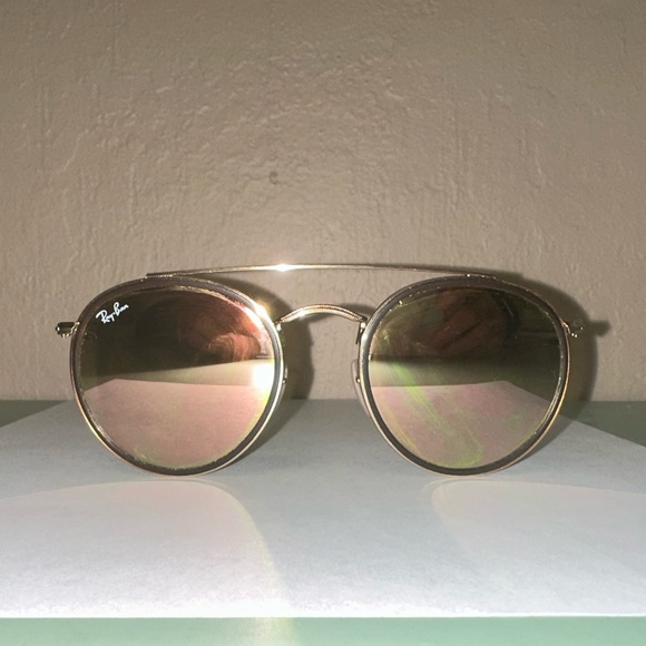 Ray Bans Double Bridge Polished Gold Frames with Copper Lenses Model RB3647N - Picture 9 of 11